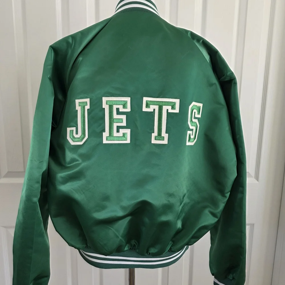 Vintage New York Jets Satin Varsity Jackets Mens L Chalk Line USA NFL - Picture 5 of 15